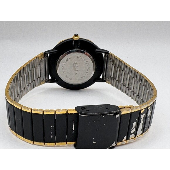 Vintage Dufonte by Lucien Piccard Men's Black & Gold Watch - New Battery - Picture 3 of 4